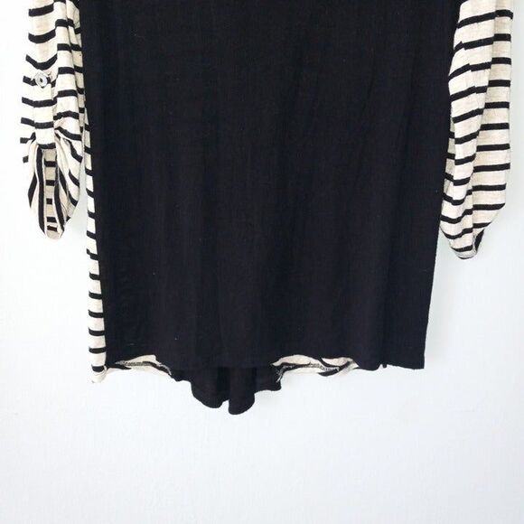 Charming Charlie Medium Striped Blouse-Button Down Back-Roll Tab Sleeve-Classic - Picture 4 of 10